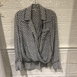 Veronica Beard mini print silk blouse